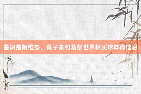 鉴识是隋维杰、黄子豪和葛彭世界杯买球体育信息