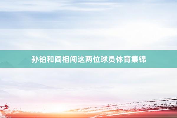 孙铂和阎相闯这两位球员体育集锦