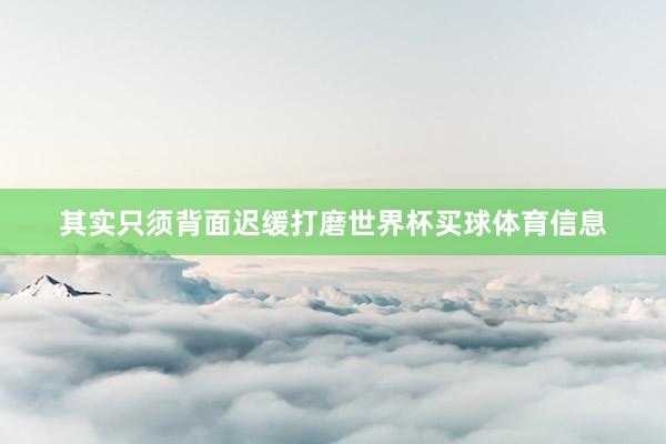 其实只须背面迟缓打磨世界杯买球体育信息