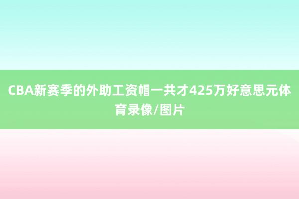 CBA新赛季的外助工资帽一共才425万好意思元体育录像/图片