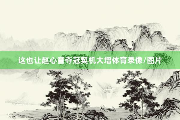 这也让赵心童夺冠契机大增体育录像/图片