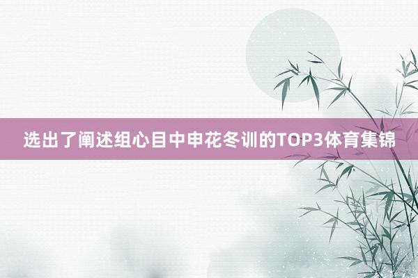 选出了阐述组心目中申花冬训的TOP3体育集锦