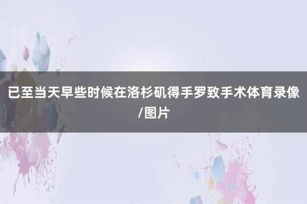 已至当天早些时候在洛杉矶得手罗致手术体育录像/图片