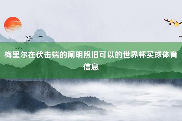 梅里尔在伏击端的阐明照旧可以的世界杯买球体育信息