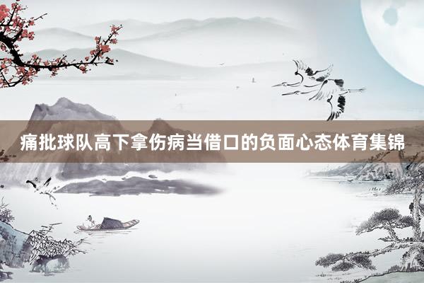痛批球队高下拿伤病当借口的负面心态体育集锦